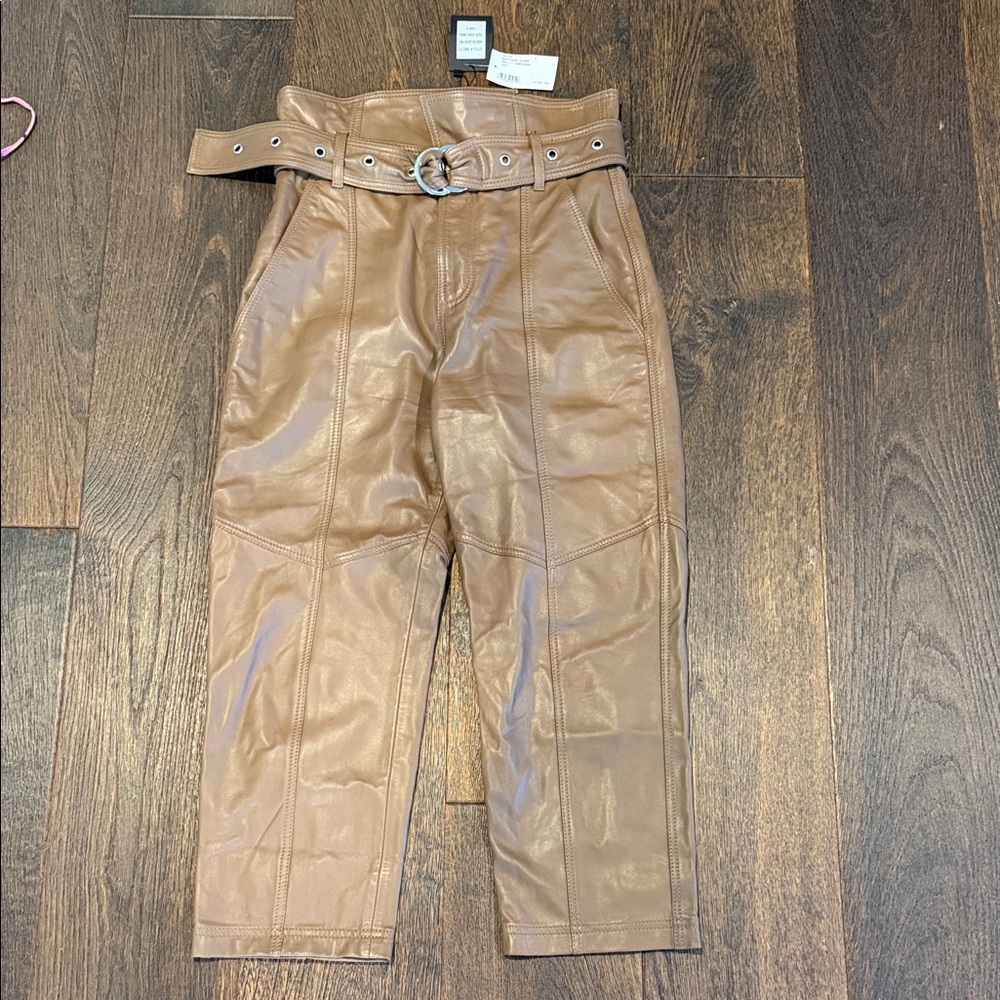 Marissa Webb Tan Leather Chinos with Belt